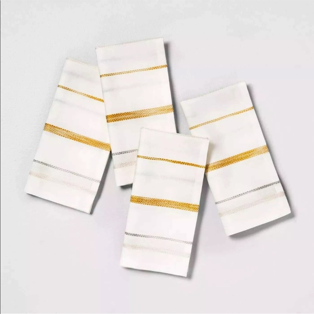 Hearth & Hand 4pk Napkins Sour Cream Multi Stripe